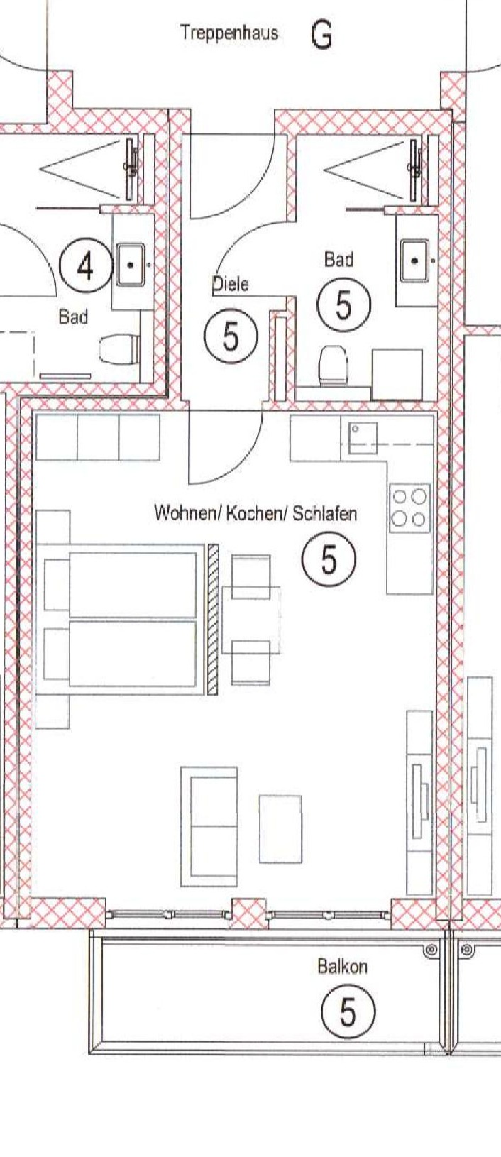 Grundriss Apartment OG W5