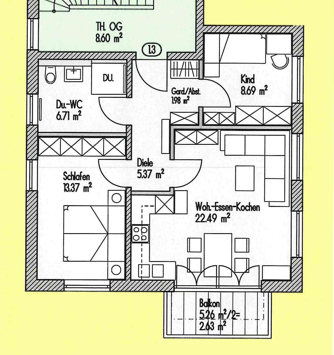 Genial geschnittene 2,5 Zimmer Wohnung mit Westbalkon
